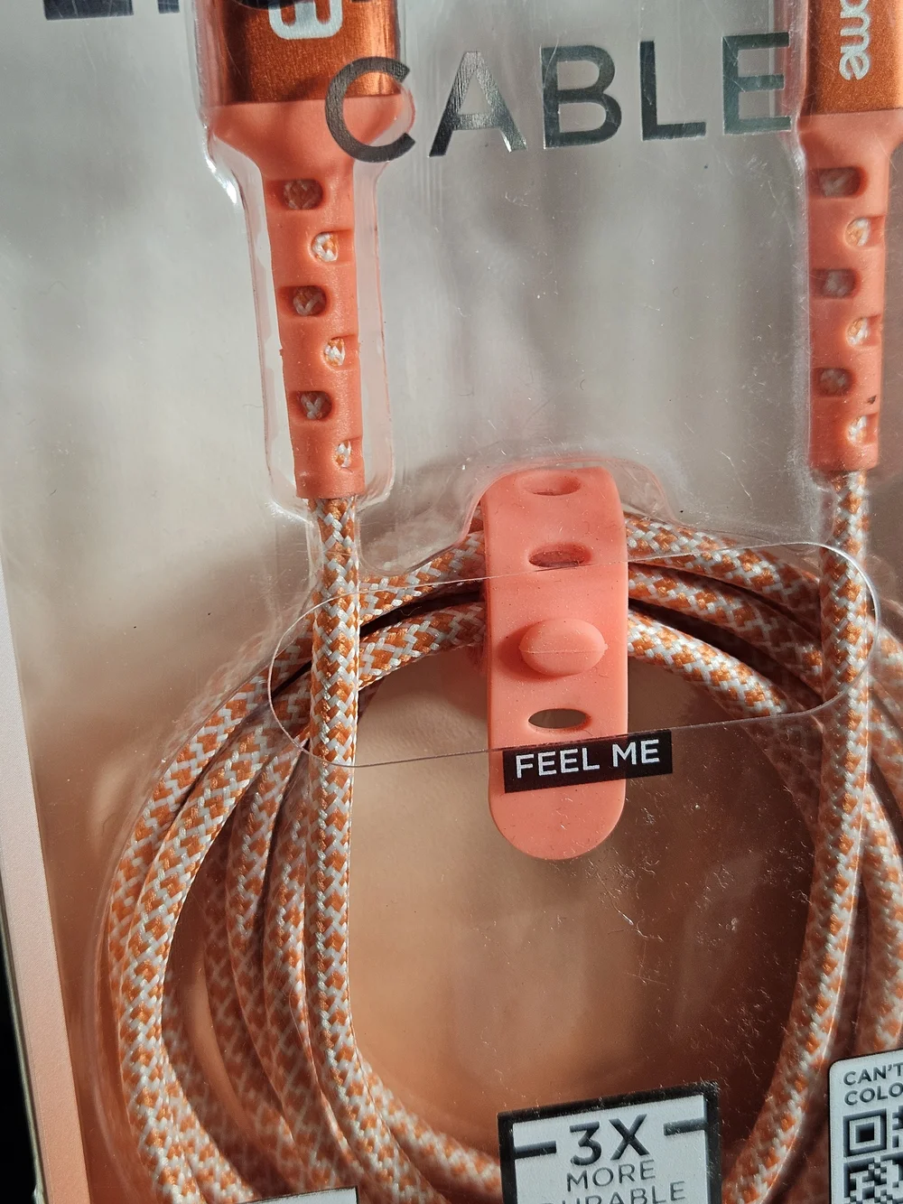 iHome 6ft Braided USB-C Charging & Sync Cable Orange Peach Fabric Braided IPhone
